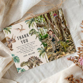 Watercolor Dinosaurier Geburtstagsparty Foto Dankeskarte