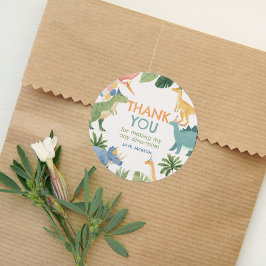 Watercolor Dinosaurier Geburtstagsparty Runder Aufkleber