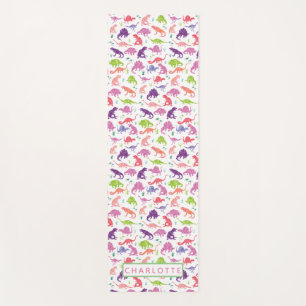 Watercolor-Dinosaurier-Muster-personalisiertes Yogamatte