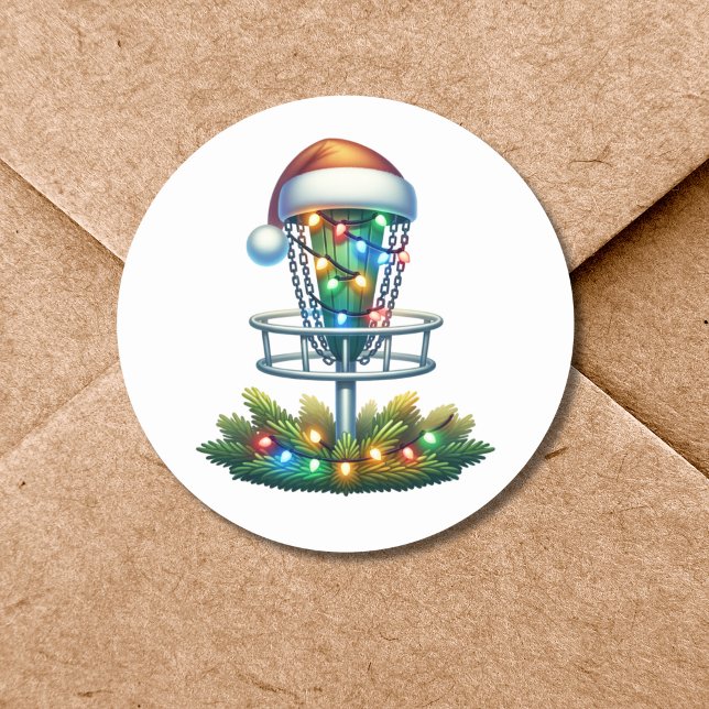 Watercolor Disc Golf Weihnachten Runder Aufkleber (Von Creator hochgeladen)
