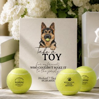 Watercolor Dog Wedding Tennis Ball Gefallen Sockelschild