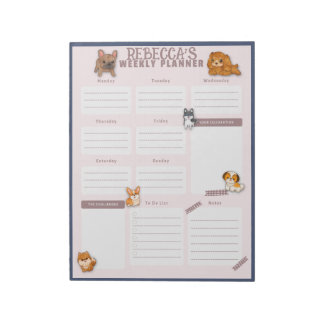 Watercolor Dog Weekekly Planer Sheet Notizblock