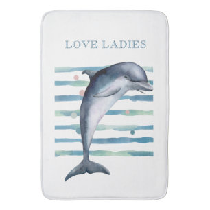 WATERCOLOR DOLPHIN ART BEACH FERIENWOHNUNG BADEMATTE
