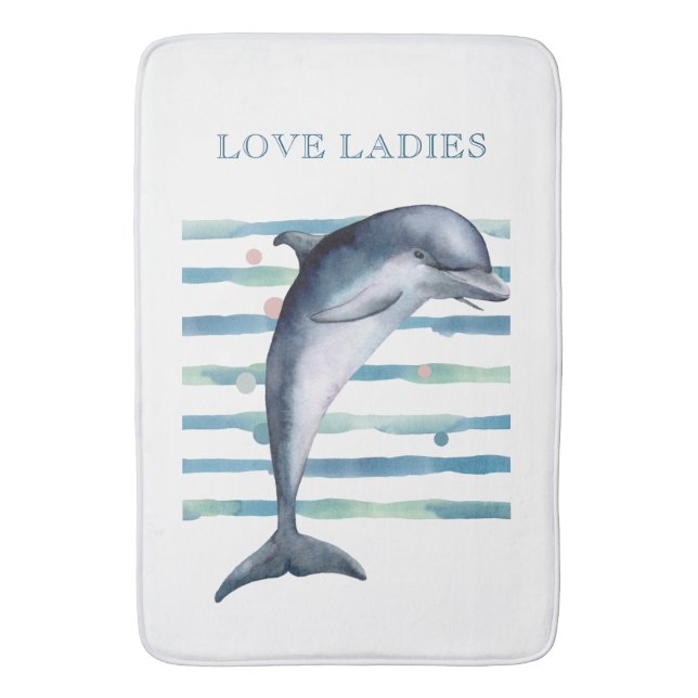 WATERCOLOR DOLPHIN ART BEACH FERIENWOHNUNG BADEMATTE (Vorderseite Vertikal)