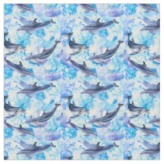 Watercolor dolphin fish seamless pattern stoff