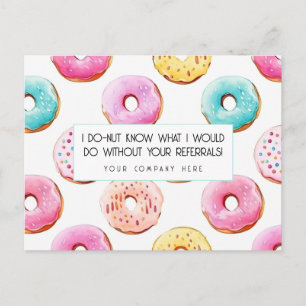 Watercolor-Donut-Immobilien-Empfehlungs-Dankeschön Postkarte