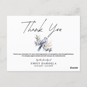 Watercolor Dove Funeral Sympathy Carte de remercie