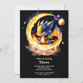 Watercolor Dragon Birthday Einladung