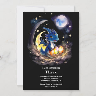Watercolor Dragon Birthday Einladung