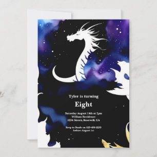 Watercolor Dragon Invitation Anniversaire