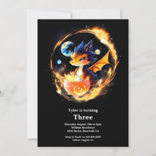 Watercolor Dragon Invitation Anniversaire