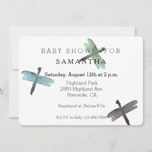 Watercolor Dragonflies baby shower Einladung