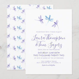 Watercolor Dragonfly Elegantes Skript Hochzeit Einladung