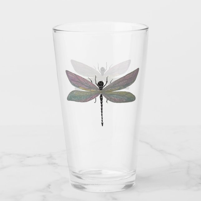Watercolor Dragonfly Glass Glas (Vorderseite)