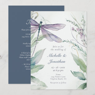 Watercolor Dragonfly Grüne auf einer Hochzeit Einladung