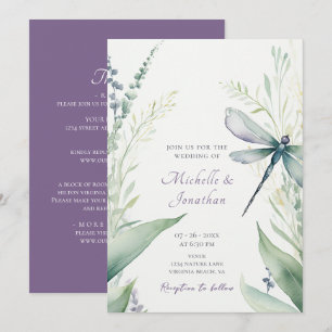 Watercolor Dragonfly Grüne auf einer Hochzeit Einladung