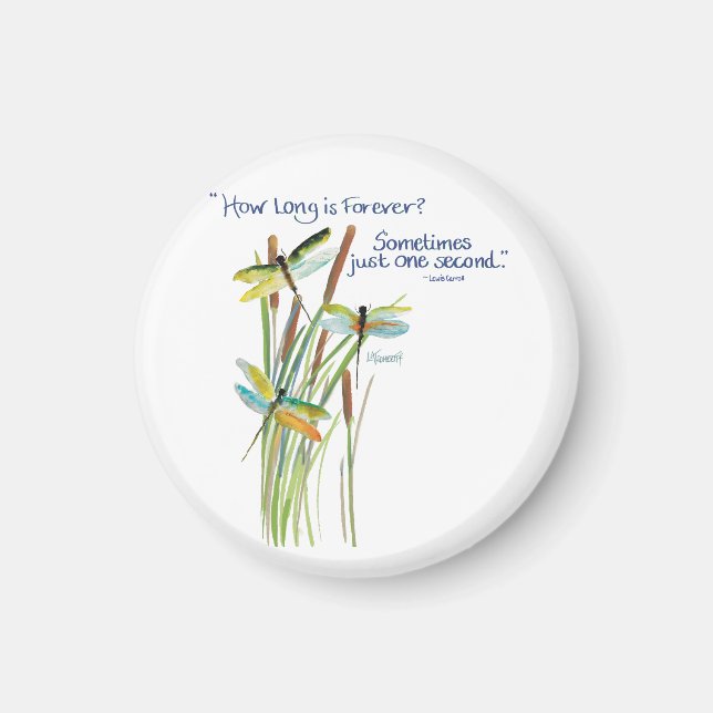 Watercolor Dragonfly mit Lewis Carroll Zitat Magnet (Vorne)