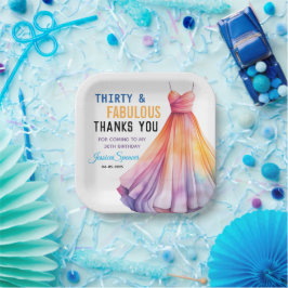 Watercolor Dress 30th Birthday Elegant & Feminine  Pappteller