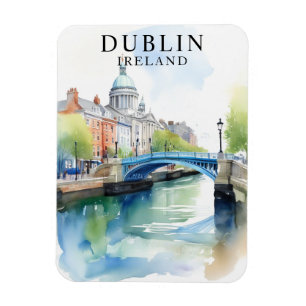 Watercolor Dublin Irland Reisen Art Magnet