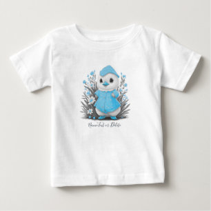 Watercolor Duck Blue Flowers Baby T - Shirt