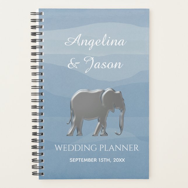 Watercolor Dusty Blue Wedding Planer (Vorderseite)
