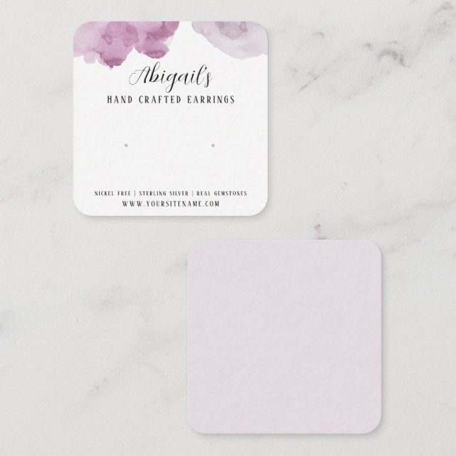Watercolor Earring Card Quadratische Visitenkarte (Vorne/Hinten)