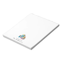 Watercolor Earth Books Apple | Monogramm-Lehrer Notizblock