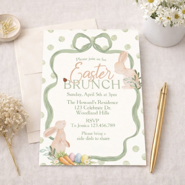 Watercolor Easter Brunch Invitation | Bunny & Gree Einladung (Von Creator hochgeladen)