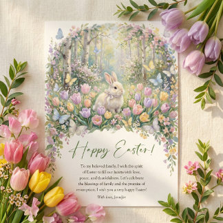 Watercolor Easter Bunny Floral Spring Happy Easter Feiertagskarte