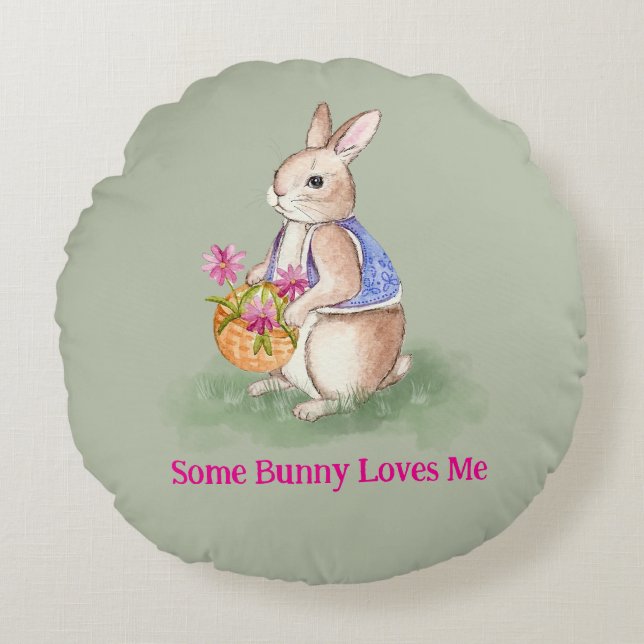 Watercolor Easter Bunny Rundes Kissen (Vorderseite)