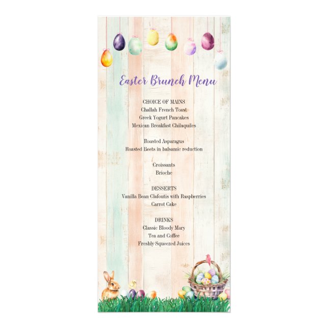 Watercolor Easter Egg Hunt Party Menu (Devant)