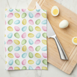 Watercolor Easter Eggs Pattern In Pastel Colors Geschirrtuch