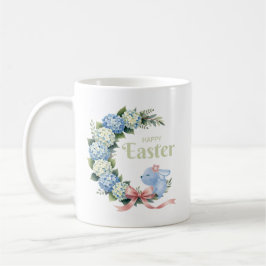 Watercolor Easter Hydrangea Wreath Cute Bunny Kaffeetasse