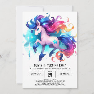 Watercolor Editable Horse Birthday Einladung