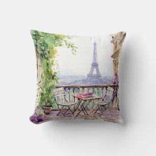 Watercolor Eifel Tower Paris Kissen