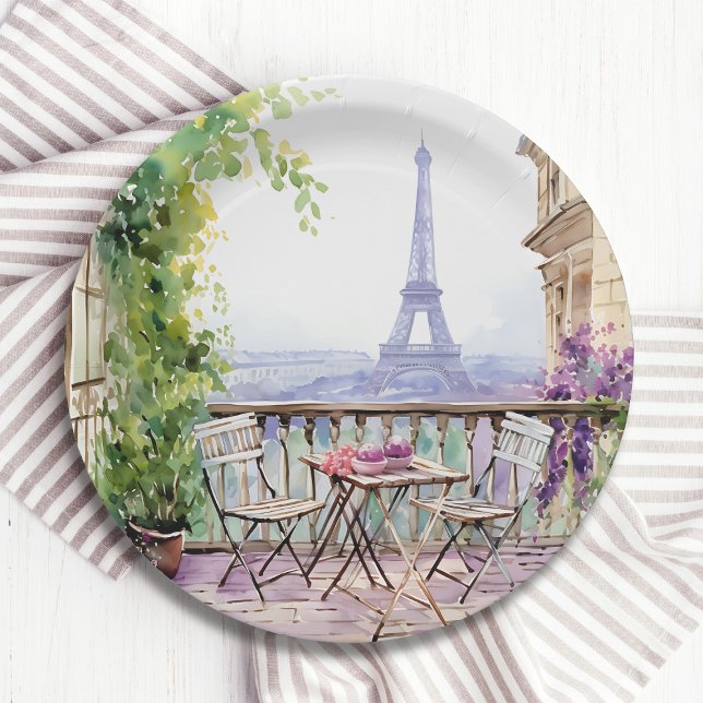 Watercolor Eifel Tower Paris Pappteller (Von Creator hochgeladen)