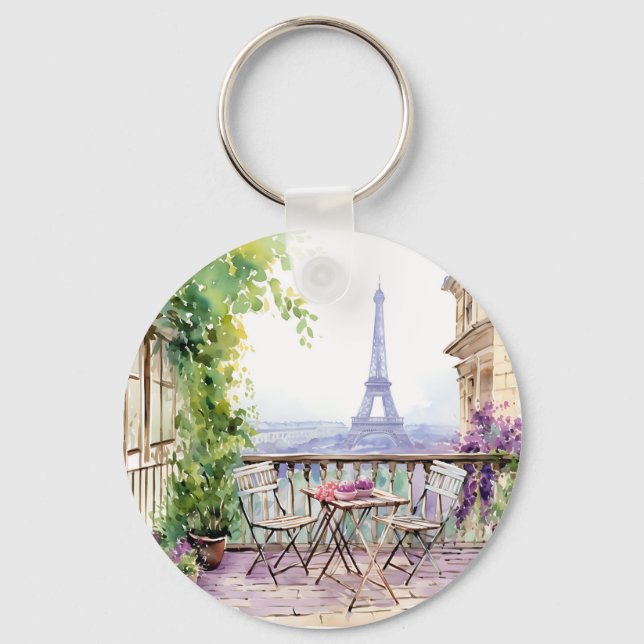Watercolor Eifel Tower Paris Schlüsselanhänger (Vorderseite)