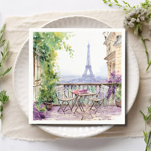 Watercolor Eifel Tower Paris Serviette