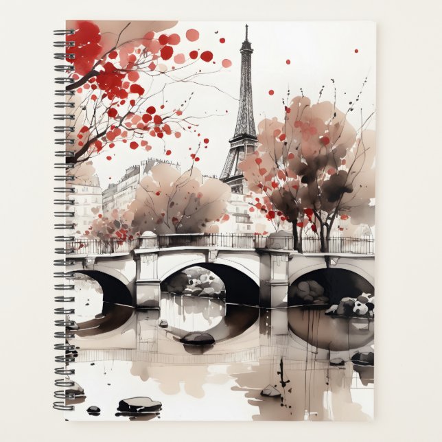 Watercolor Eiffel Tower Paris France Planer (Vorderseite)