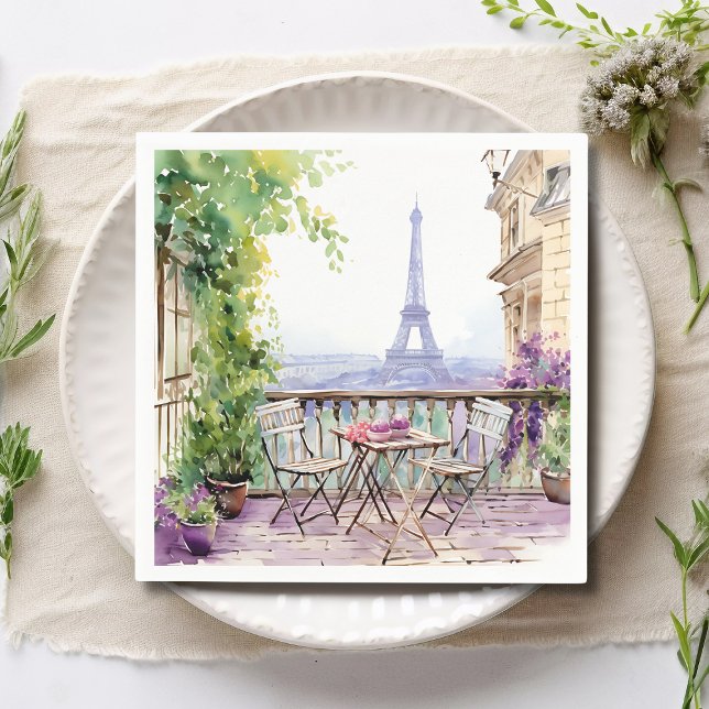 Watercolor Eiffel Tower Paris French Cafe Serviette (Von Creator hochgeladen)
