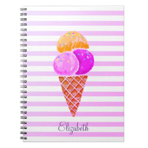 Watercolor-Eis,gestreift Notizblock
