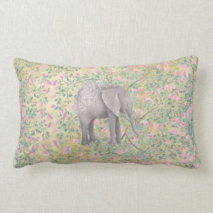 Watercolor-Elefant-Blumen-GoldGlitzer Lendenkissen