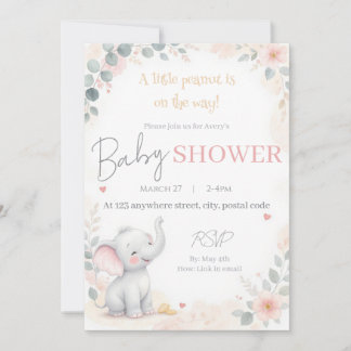 Watercolor-Elefanten-Baby-Shower-Einladung Einladung