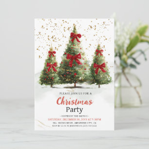 Watercolor Elegante Weihnachtsbaum-Weihnachtsfeier Einladung