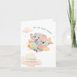 Watercolor Elephant Airplane Boy Invitation Einladung