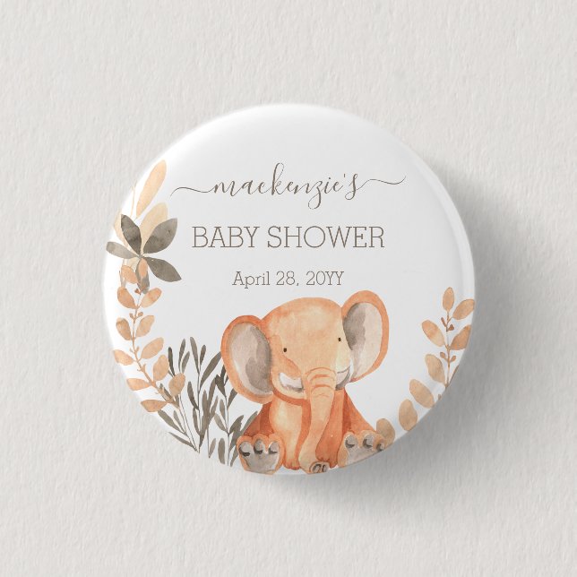 Watercolor Elephant Boho Safari Button (Vorderseite)
