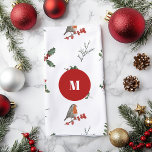 Watercolor Englisch Robin Christmas Holiday Geschirrtuch<br><div class="desc">Dieses hübsche Rotbrust-Englisch Robin ist hochgeladen,  um Ihnen eine schöne Urlaubssaison zu wünschen. Nutzen Sie für alle Ihre Ferien Dekoration.</div>