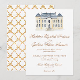 Watercolor English Manor Anwesen Wedding Einladung