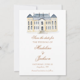 Watercolor English Manor Anwesen Wedding Save The Date