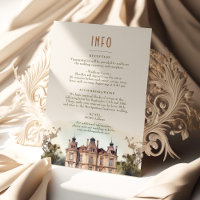 Watercolor English Manor Wedding Info/Details Card